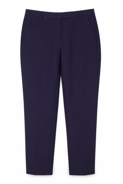 Front view of Marks & Spencer women’s purple trousers, size UK 12, 25-inch leg