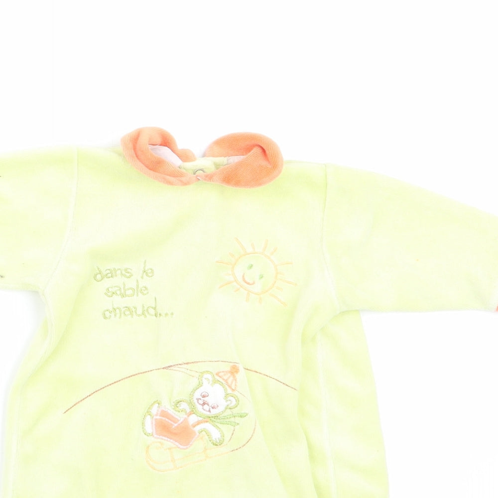 Miminho Boys Green Animal Print  Babygrow One-Piece Size 12 Months  - Teddy Bear