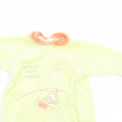 Miminho Boys Green Animal Print  Babygrow One-Piece Size 12 Months  - Teddy Bear
