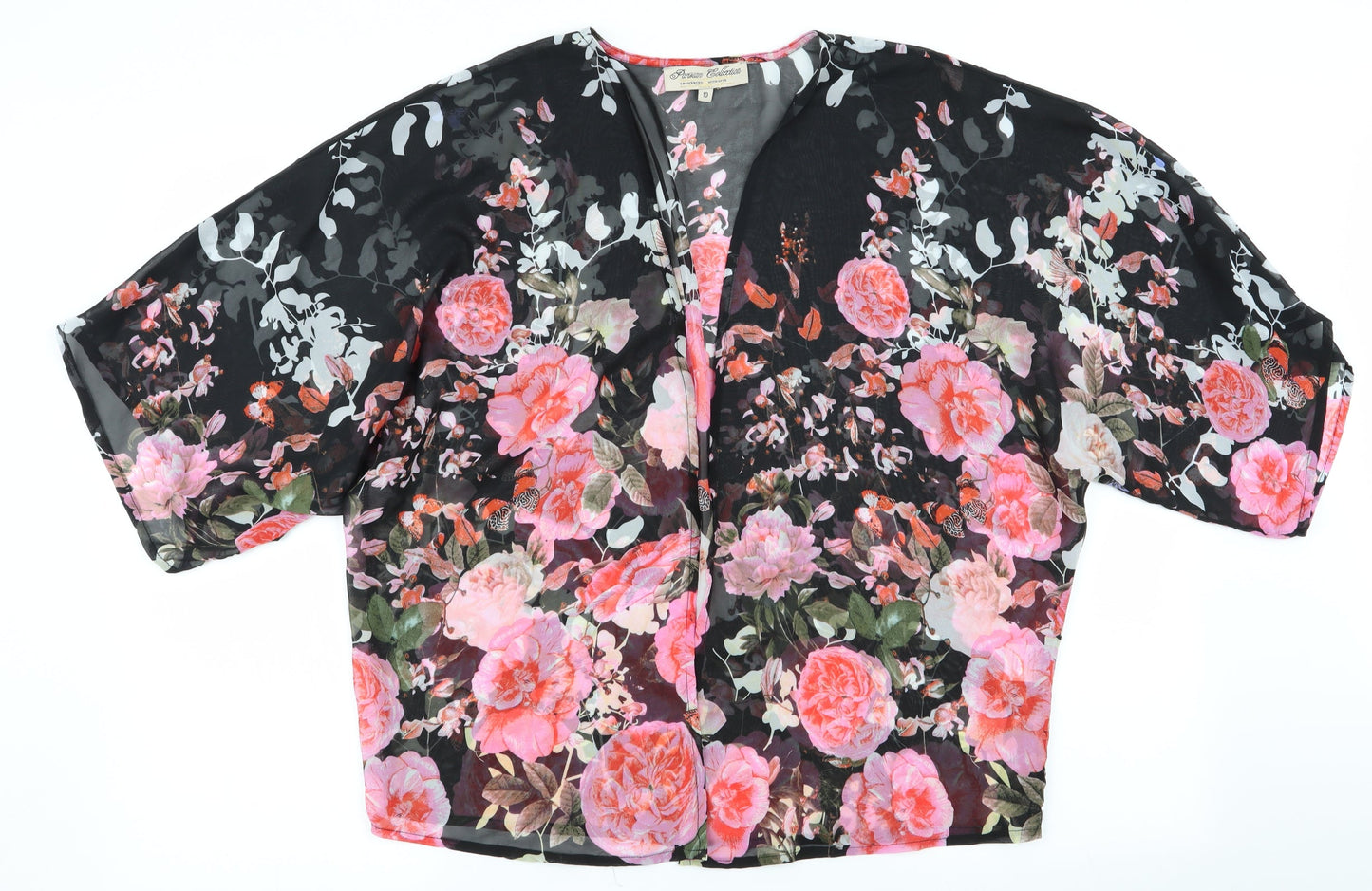 Parisian Collection Womens Black Floral  Basic Blouse Size 10  - Over Blouse
