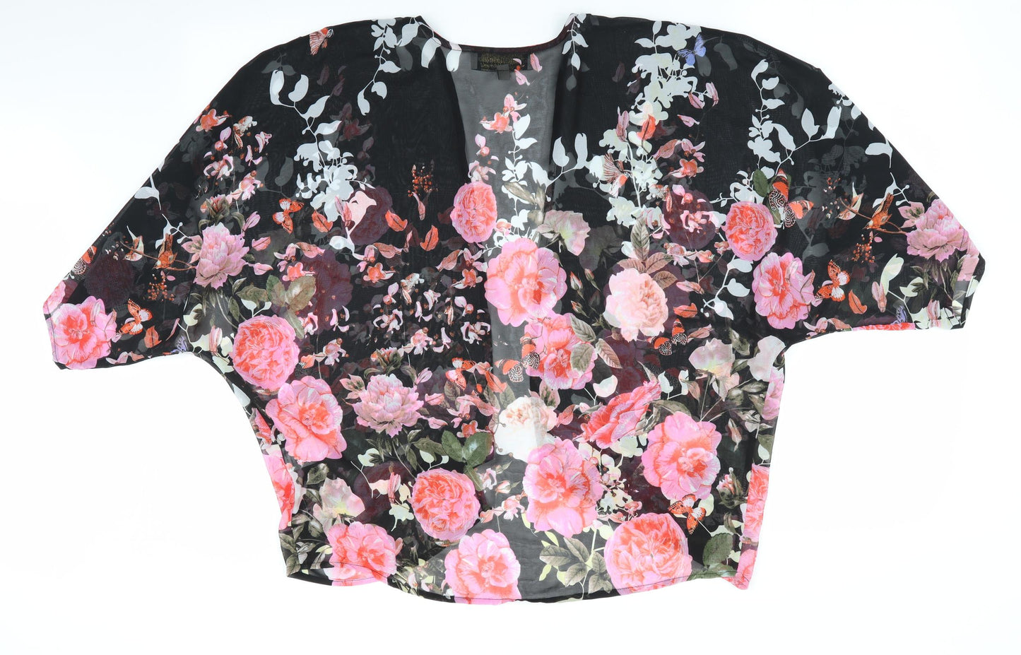 Parisian Collection Womens Black Floral  Basic Blouse Size 10  - Over Blouse