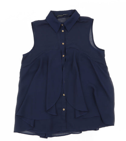 Womens UK Size 10 Atmosphere Blue Basic Button-Up