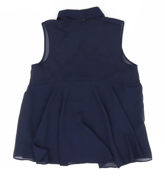 Womens UK Size 10 Atmosphere Blue Basic Button-Up
