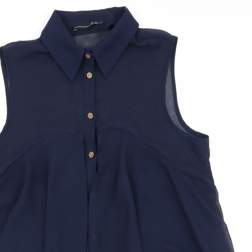 Womens UK Size 10 Atmosphere Blue Basic Button-Up
