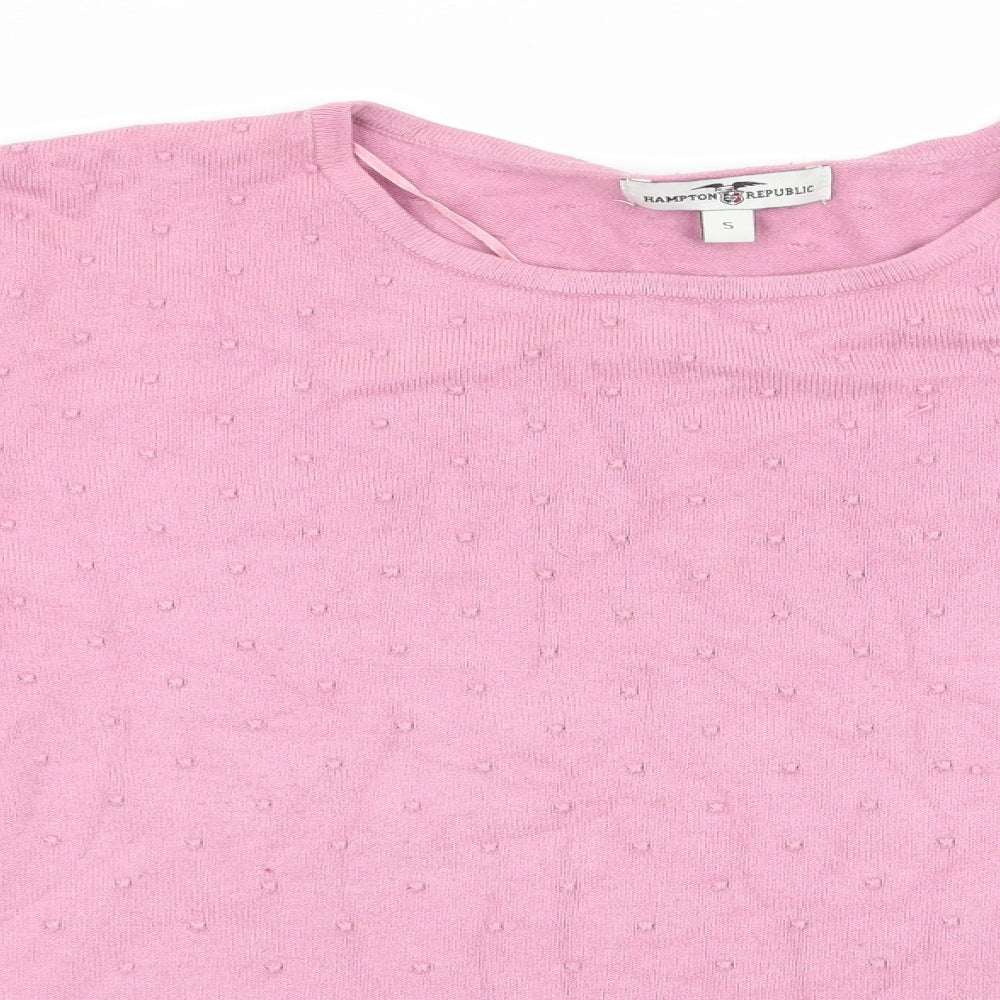 Close-up detail of Hampton Republic women’s pink polka dot jumper, size S
