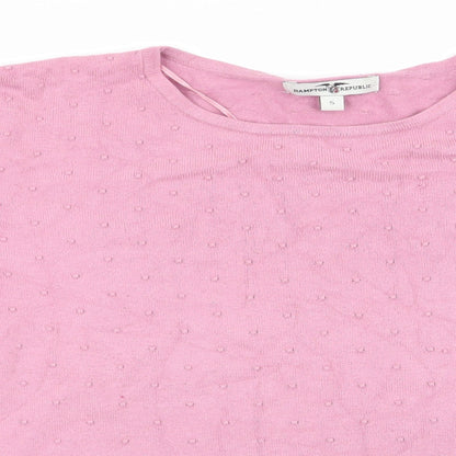 Close-up detail of Hampton Republic women’s pink polka dot jumper, size S