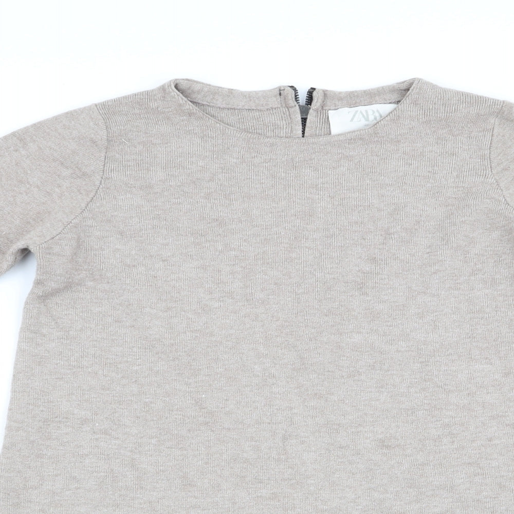 Womens UK Size 8 Zara Beige Pullover Jumper