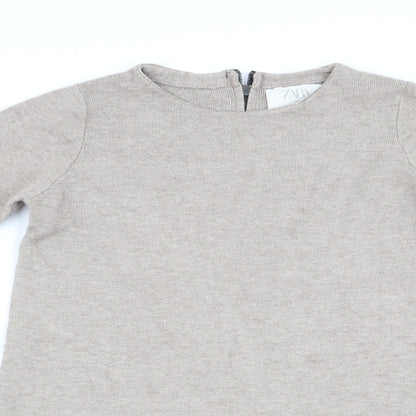 Womens UK Size 8 Zara Beige Pullover Jumper
