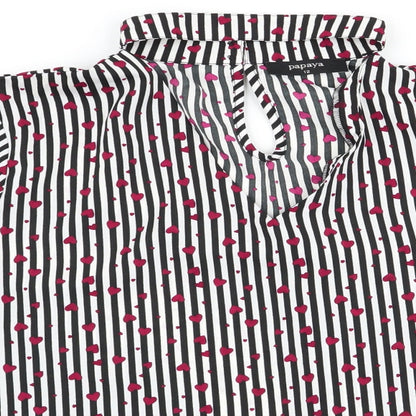 Papaya Womens Black Striped  Basic Blouse Size 12  - Choker style neck