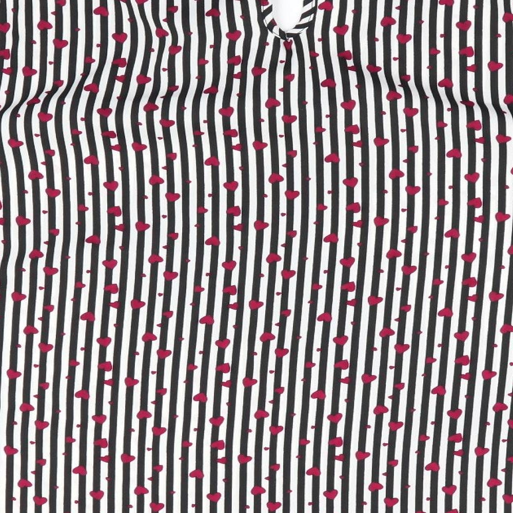 Papaya Womens Black Striped  Basic Blouse Size 12  - Choker style neck