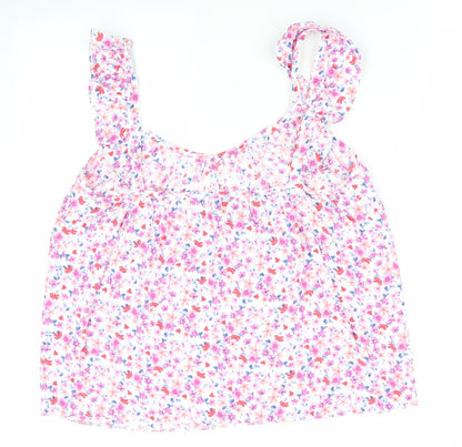 George Womens Pink Floral  Basic Blouse Size 14