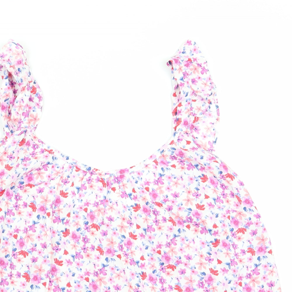 George Womens Pink Floral  Basic Blouse Size 14