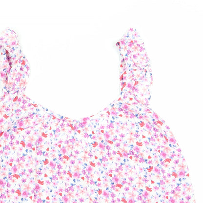 George Womens Pink Floral  Basic Blouse Size 14