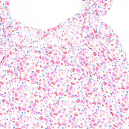 George Womens Pink Floral  Basic Blouse Size 14