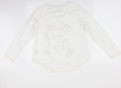 Time to Dream Womens White Animal Print   Pyjama Top Size S  - Christmas
