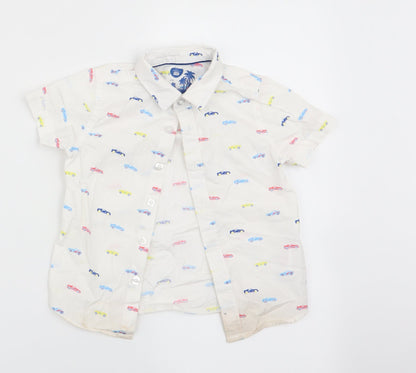 Florence and Fred Boys White   Basic Button-Up Size 12-18 Months  - Cars print