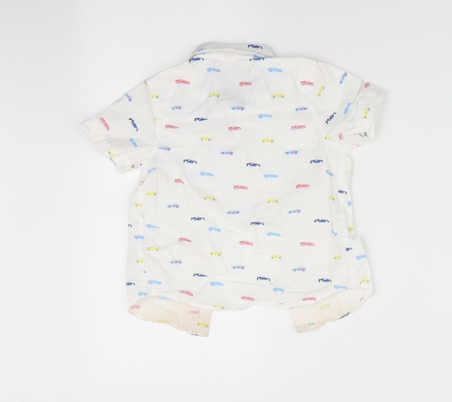 Florence and Fred Boys White   Basic Button-Up Size 12-18 Months  - Cars print