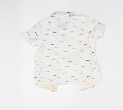Florence and Fred Boys White   Basic Button-Up Size 12-18 Months  - Cars print