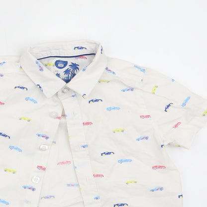 Florence and Fred Boys White   Basic Button-Up Size 12-18 Months  - Cars print