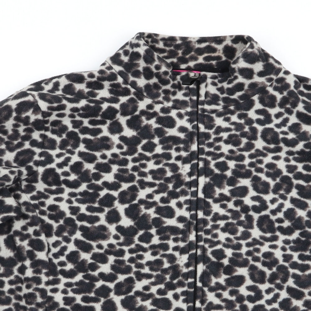 Active Womens Brown Animal Print  Jacket Coat   - Fleece Jacket