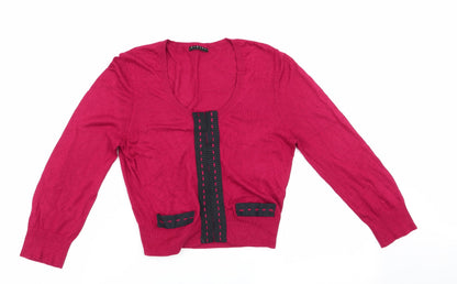 Womens UK Size L Sisley Red Cardigan Jumper