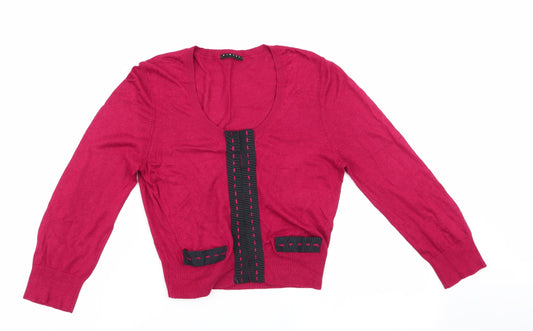 Womens UK Size L Sisley Red Cardigan Jumper