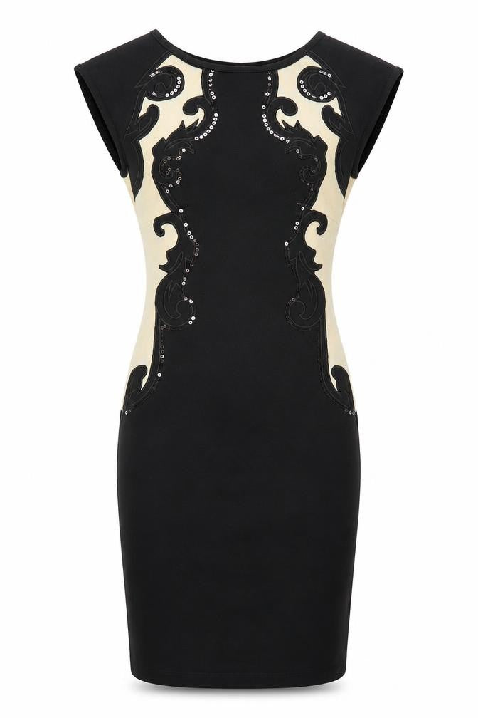 Front view of Evita Gold women’s multicoloured bodycon, size UK 6