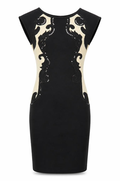 Front view of Evita Gold women’s multicoloured bodycon, size UK 6
