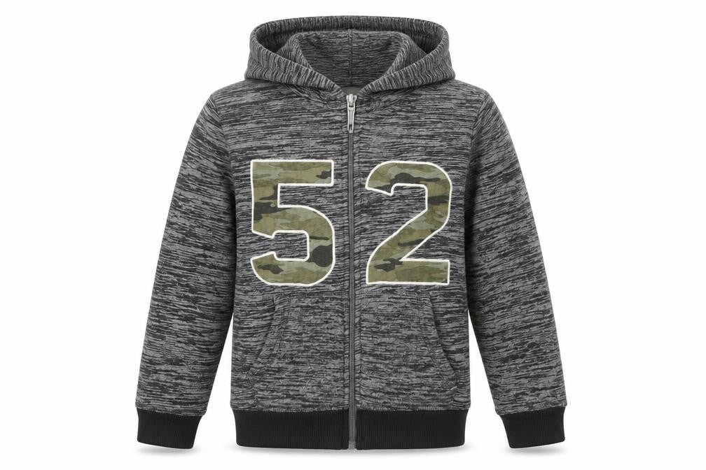 Front view of Palomino boys’ grey full zip hoodie, size 8, years