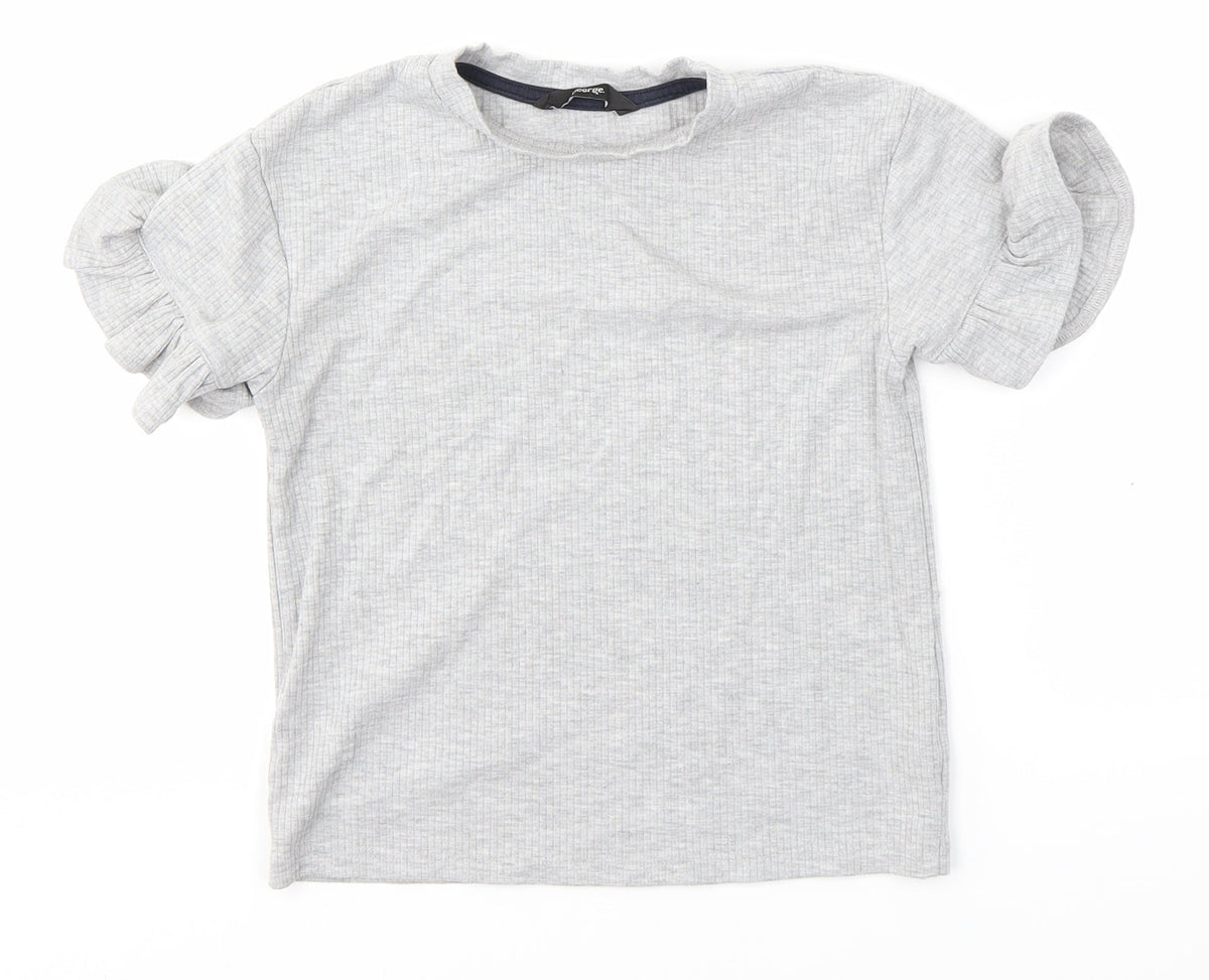 Front view of George girls’ grey basic blouse, size 6-7, years