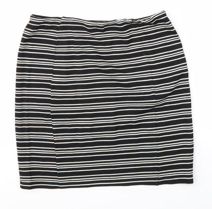 Matalan Womens Black Striped  Straight & Pencil Skirt Size 12