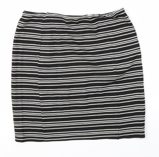 Matalan Womens Black Striped  Straight & Pencil Skirt Size 12