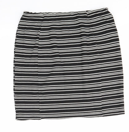 Matalan Womens Black Striped  Straight & Pencil Skirt Size 12