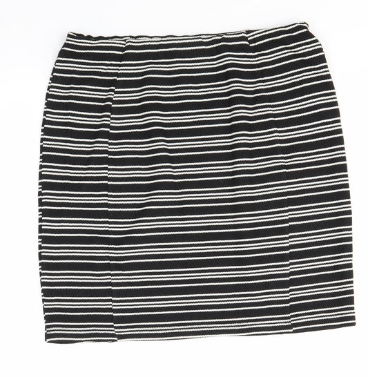 Matalan Womens Black Striped  Straight & Pencil Skirt Size 12