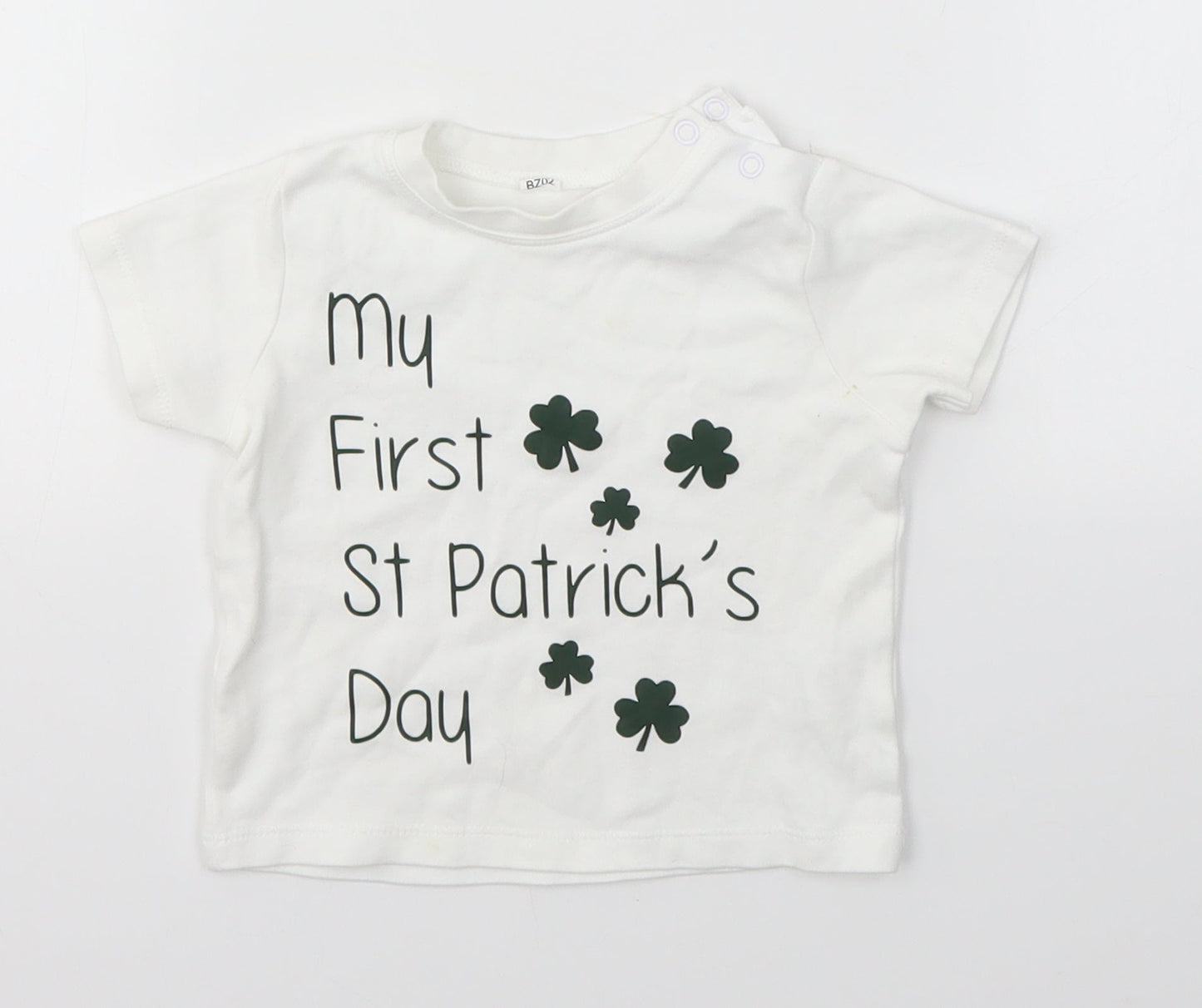 Babybugz Baby White   Basic T-Shirt Size 6-9 Months  - ST. PATRICK'S DAY