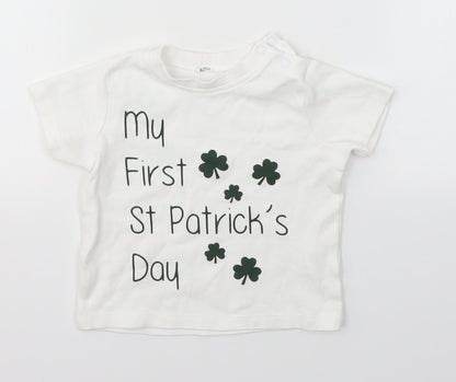 Babybugz Baby White   Basic T-Shirt Size 6-9 Months  - ST. PATRICK'S DAY