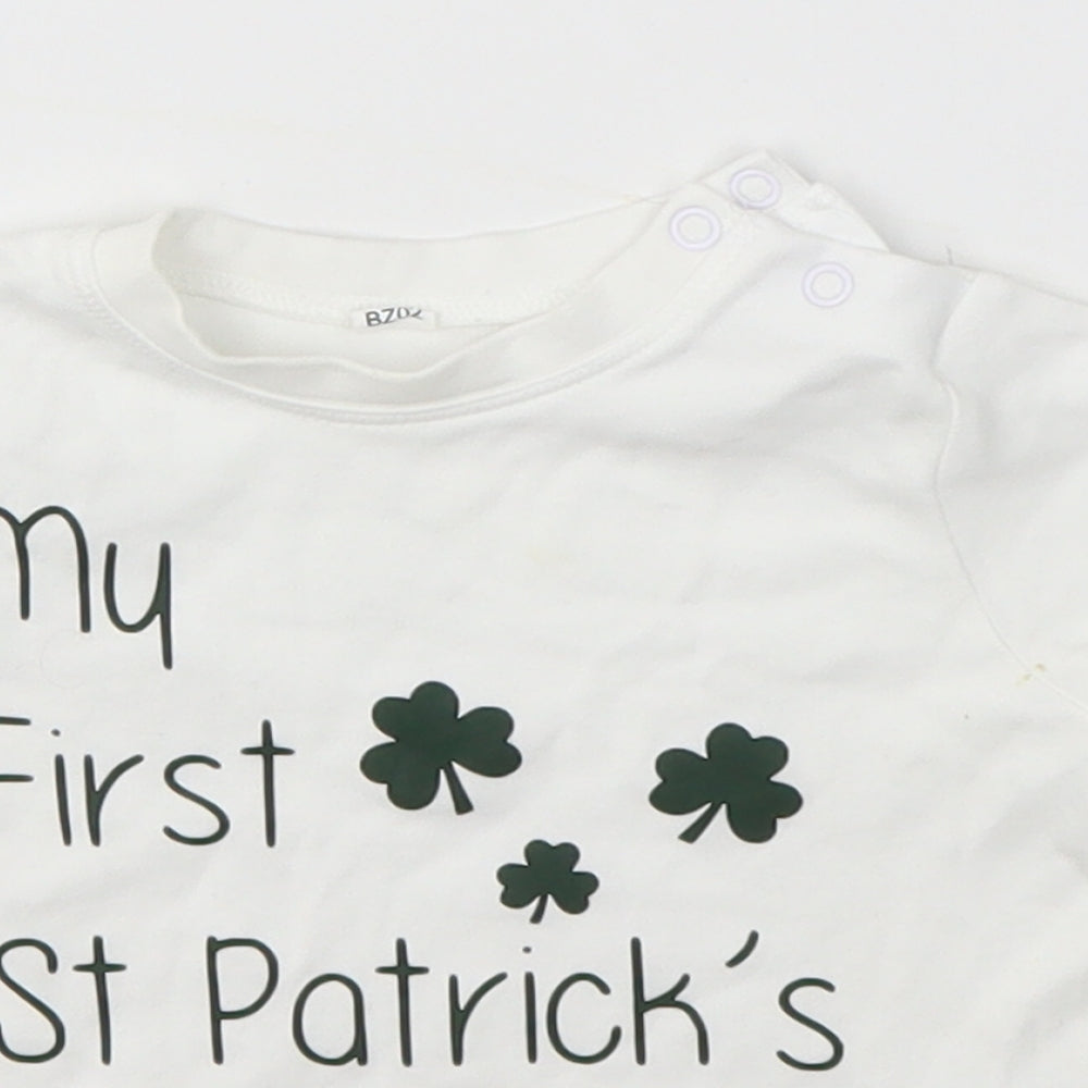 Babybugz Baby White   Basic T-Shirt Size 6-9 Months  - ST. PATRICK'S DAY