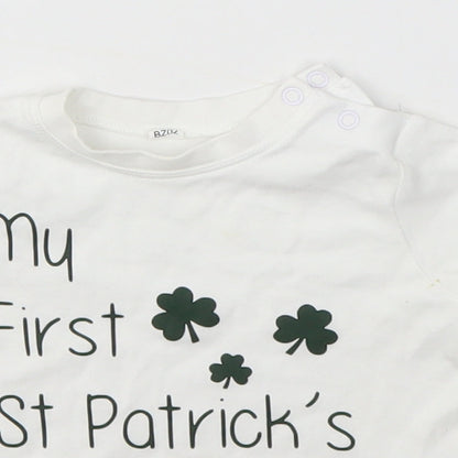 Babybugz Baby White   Basic T-Shirt Size 6-9 Months  - ST. PATRICK'S DAY