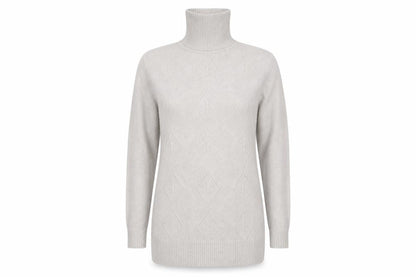 Front view of silver swan women’s ivory argyle/diamond jumper, size L