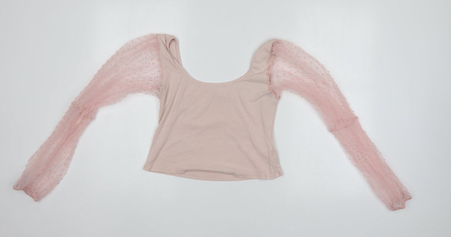 Lily Rose Womens Pink   Cropped Blouse Size 12