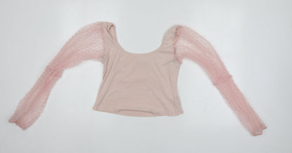 Lily Rose Womens Pink   Cropped Blouse Size 12