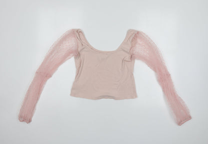 Lily Rose Womens Pink   Cropped Blouse Size 12