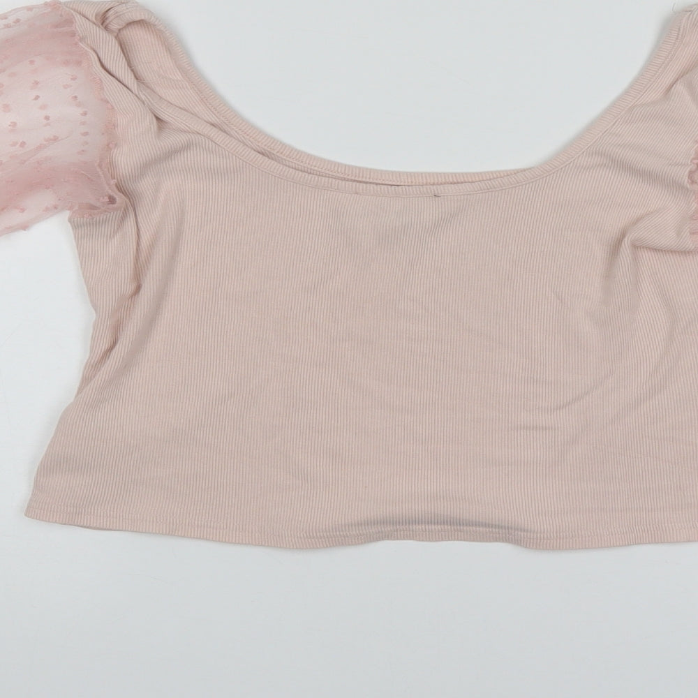 Lily Rose Womens Pink   Cropped Blouse Size 12