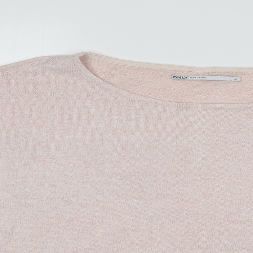 Close-up detail of Only Our Story women’s pink jumper, size M