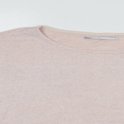 Close-up detail of Only Our Story women’s pink jumper, size M