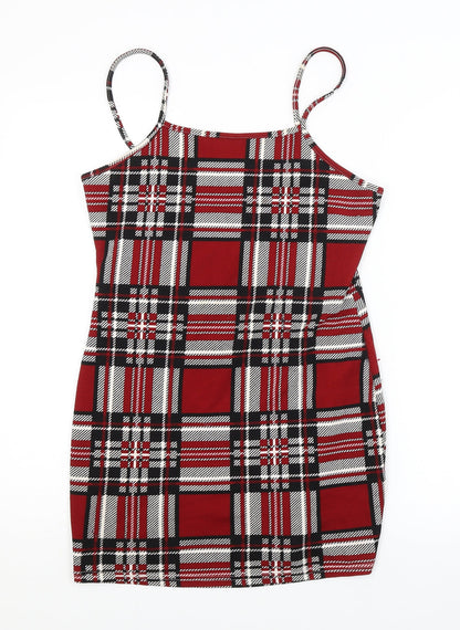 SheIn Womens Red Check  Tank Dress  Size M