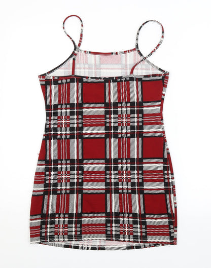 SheIn Womens Red Check  Tank Dress  Size M