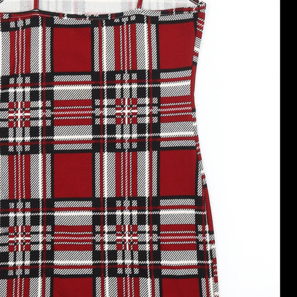 SheIn Womens Red Check  Tank Dress  Size M