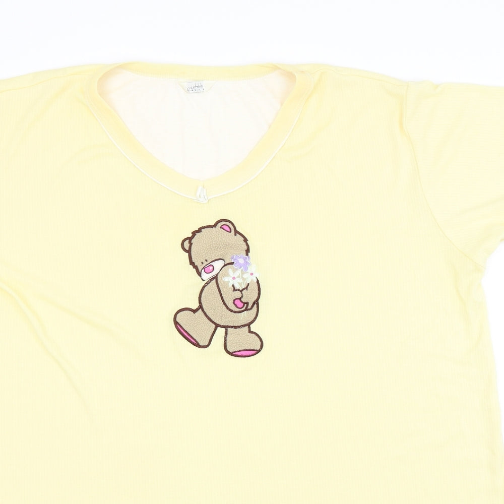 Close-up detail of SSSHHH women’s yellow top pyjama top