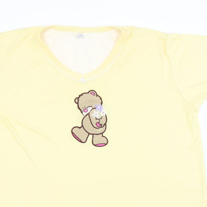 Close-up detail of SSSHHH women’s yellow top pyjama top